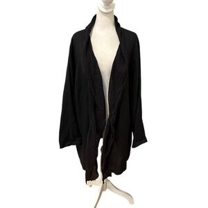 FLAX Social Cocktail Jacket Linen Gauze Lagenlook Women Size Large Onyx Black